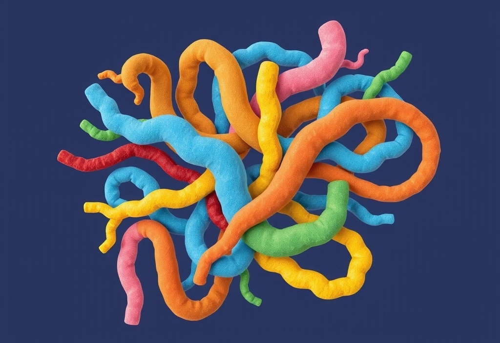Healthy gut bacteria illustration with colorful probiotics