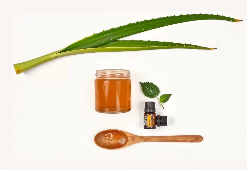 Natural skincare ingredients like aloe vera, honey, and essential oils