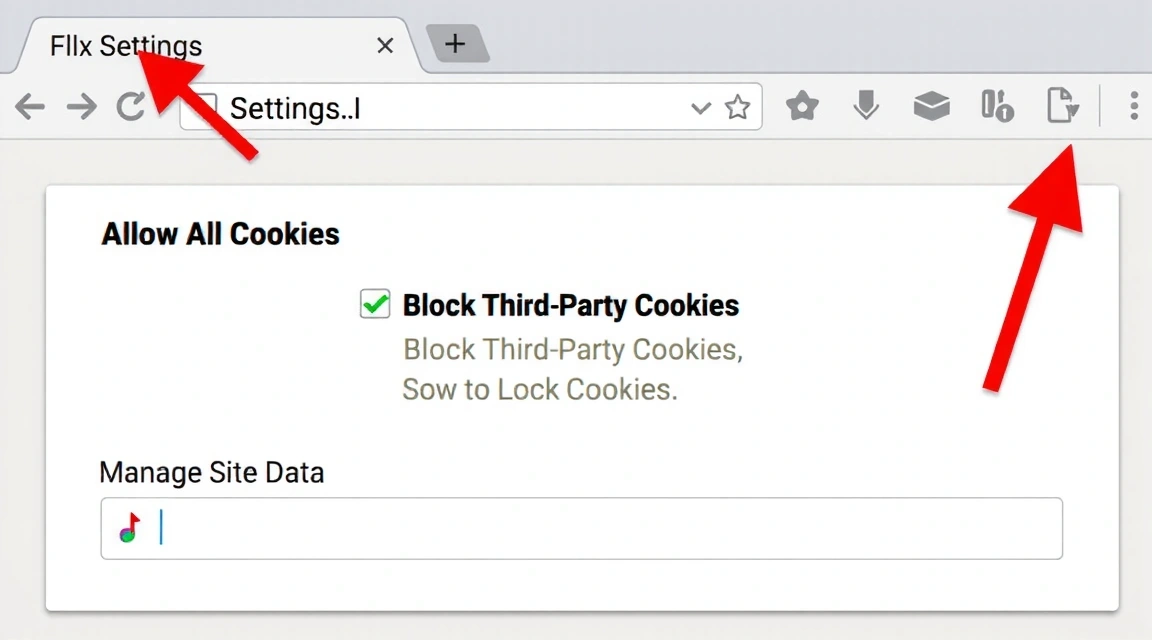 Illustration of browser settings interface for managing cookie preferences.